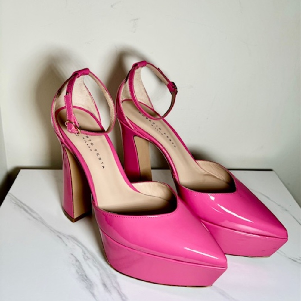 Roberto Festa Hot Pink Patent Leather Platform Women’s Heels Size 36